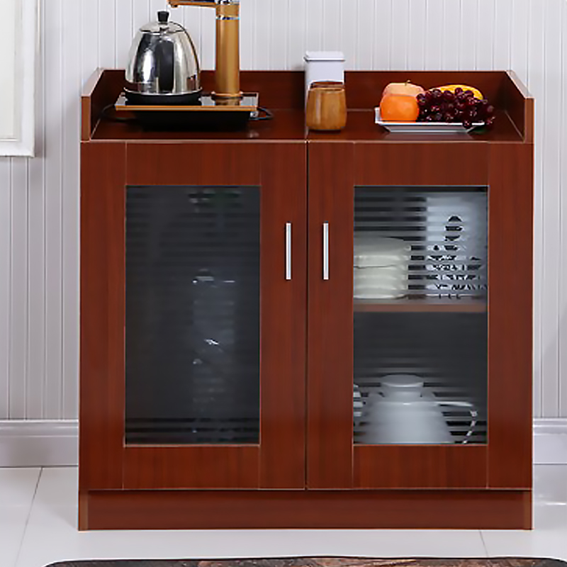 中伟矮柜储物柜茶水柜员工柜办公室会议室茶水柜现代简约茶水间柜柚木色  红色  
