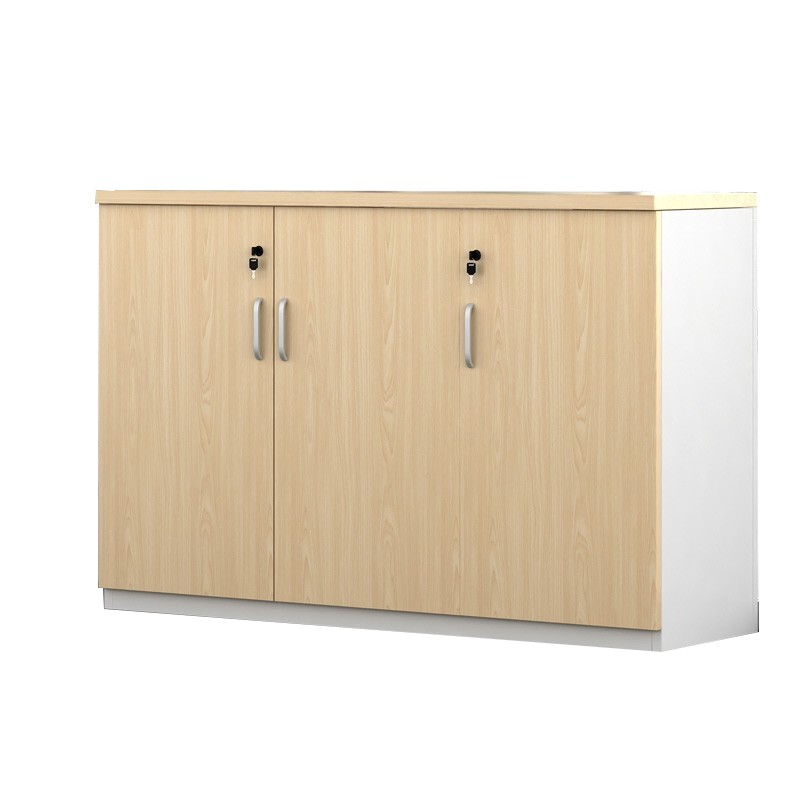 铭祖办公文件柜矮柜储物柜茶水柜木质落地柜打印机柜3门柜飒木色120*40*80CM（台)  木色  