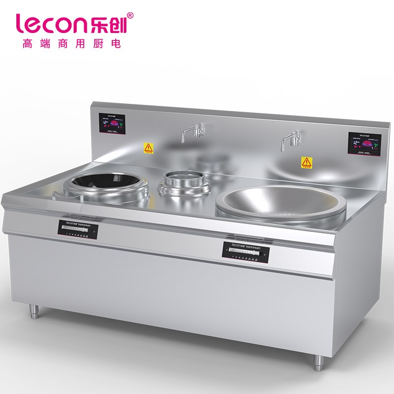 乐创（lecon）商用电磁大小组合灶 大锅锅径800 12+20KW大功率酒店饭堂企业炒灶 380V LC-J-A1220D  银色  