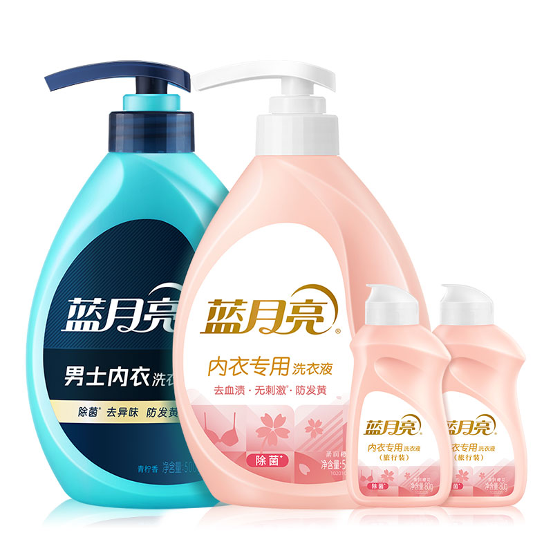 蓝月亮 青柠香男士洗衣液500g+柔润樱花洗衣液500g+旅行装80g*2 （单位：套） 无色