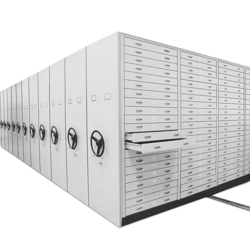 维仕蓝 底图密集架手摇式移动档案柜底图盛放含抽屉钢制轨道密集架 每立方单价 单组尺寸900mm*2300mm*560mm "  灰色  