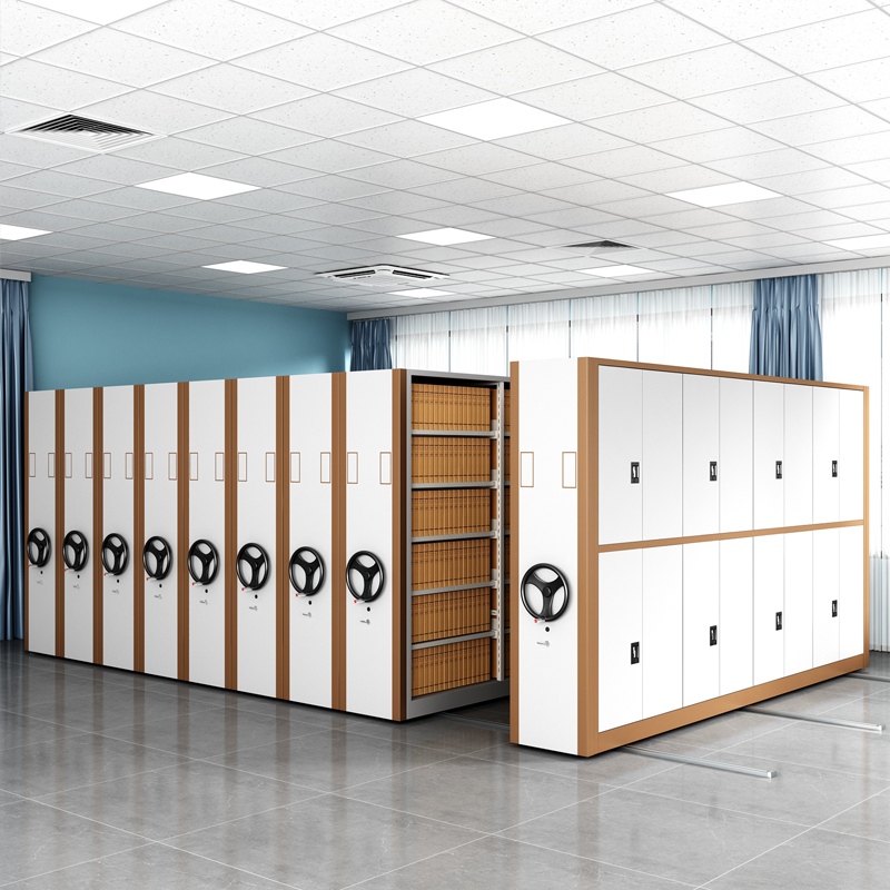 维仕蓝 密集柜手摇式移动档案文件柜资料钢制轨道密集架一列4组每立方单价单组尺寸900mm*2300mm*560mm 咖白色 "  灰色  