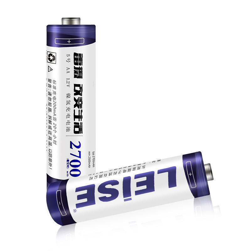 雷摄（LEISE）高容量镍氢充电电池 5号/五号/AA/2700毫安(2节)电池盒装 适用:麦克风/玩具/鼠标(不含充电器) 白色 白色