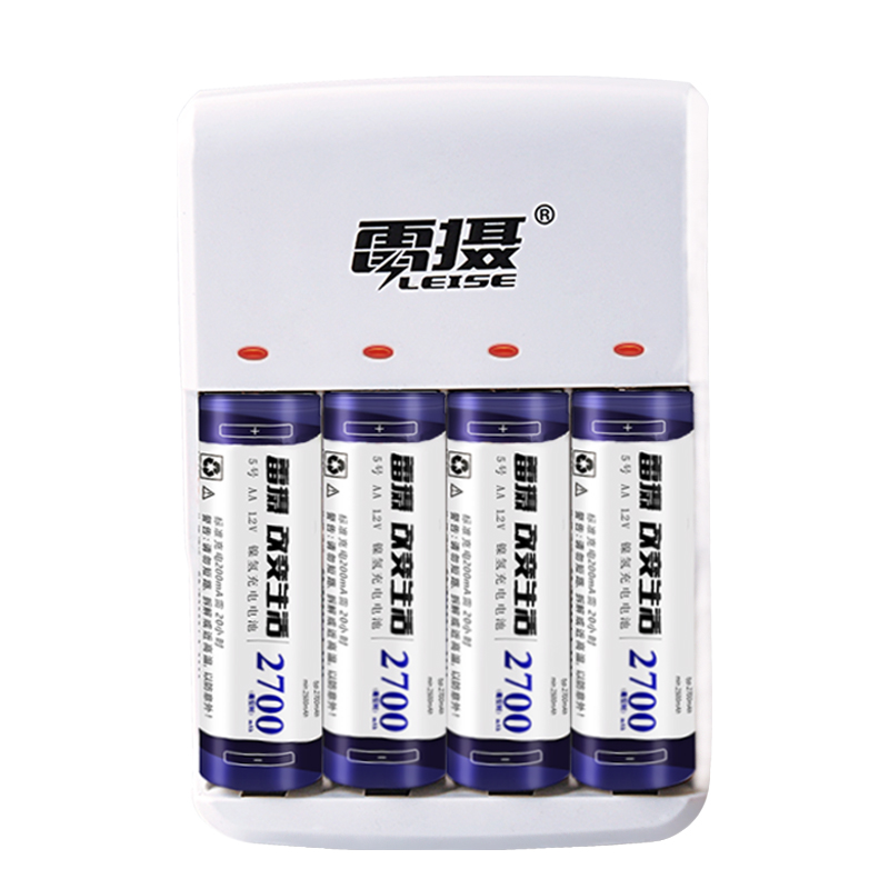 雷摄（LEISE) 805智能快速充电器套装(配4节5号AA2700毫安充电电池+4槽充电器) 适用：KTV麦克风/玩具/相机 套 白色 白色