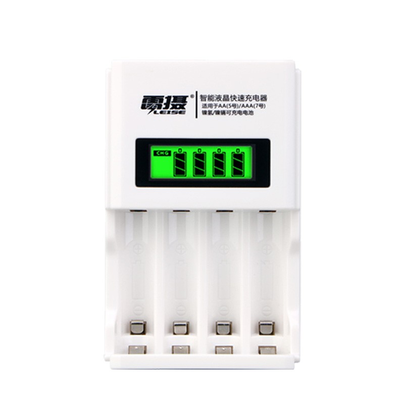 雷摄（LEISE）903A智能液晶显示快速充电器套装(4节5号2700毫安充电电池+四槽充电器) 适用:KTV麦克风/玩具 件 白色 白色