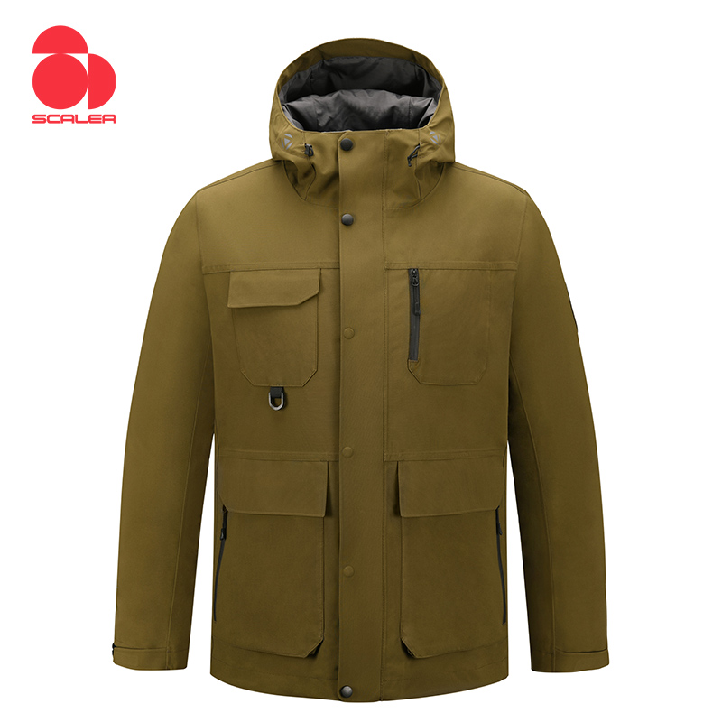 思凯乐秋冬户外冲锋衣男三合一z抓绒防水透气登山外套男F2412707 军绿 M