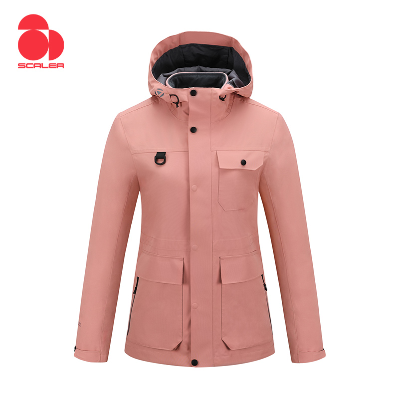 思凯乐女抓绒两件套冲锋衣防寒服f2402707 沙粉 XS