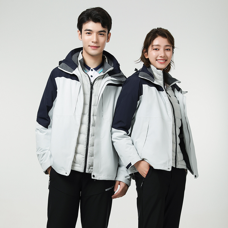 思凯乐男羽绒两件套冲锋衣防寒服f2412289 砺石灰 L