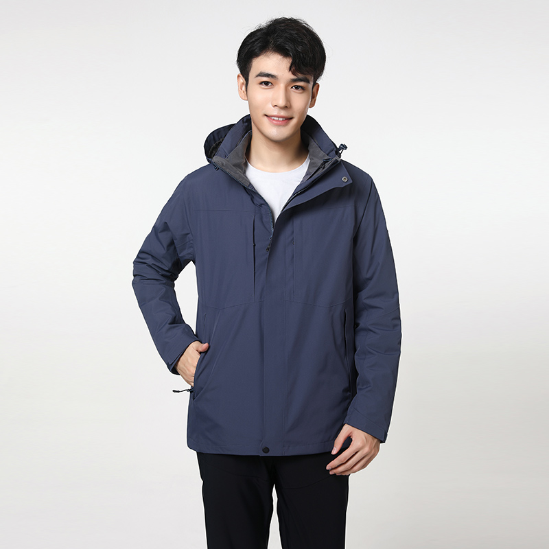 思凯乐男羽绒两件套冲锋衣防寒服f2412289 灰蓝 M