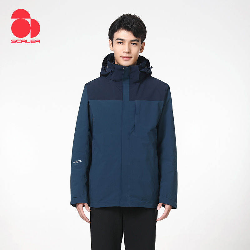 思凯乐男抓绒两件套冲锋衣防寒服f2412618 海蓝 S