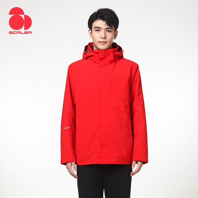 思凯乐男抓绒两件套冲锋衣防寒服f2412618 红色 XXXXL