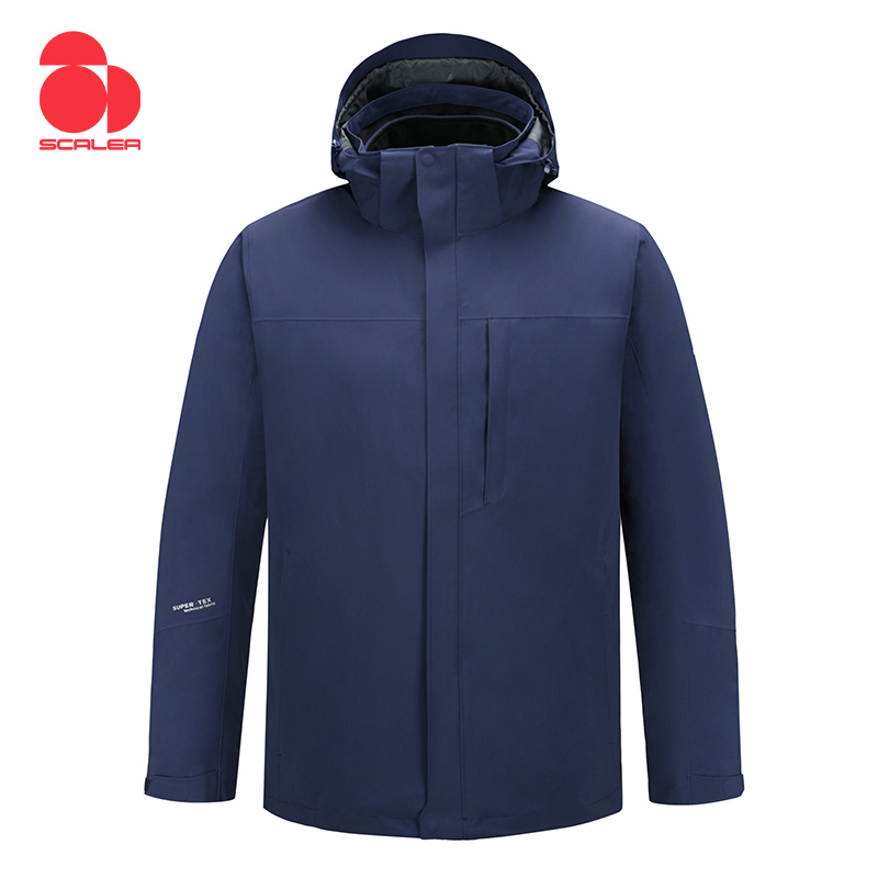 思凯乐男抓绒两件套冲锋衣防寒服f2412618 藏蓝 XXXXXXL