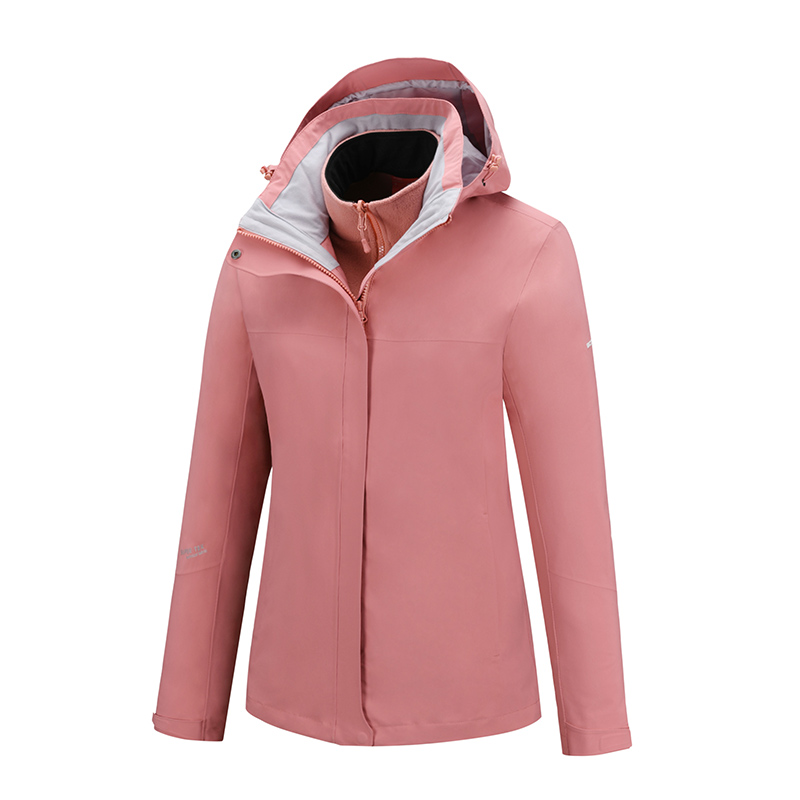 思凯乐女抓绒两件套冲锋衣防寒服f2402618 沙粉 XXXL