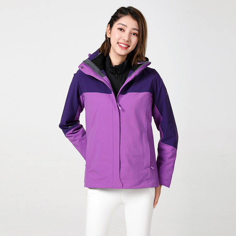 思凯乐女抓绒两件套冲锋衣防寒服f2402618 藕荷 S