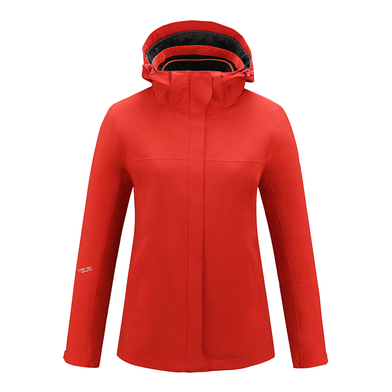 思凯乐女抓绒两件套冲锋衣防寒服f2402618 红色 S