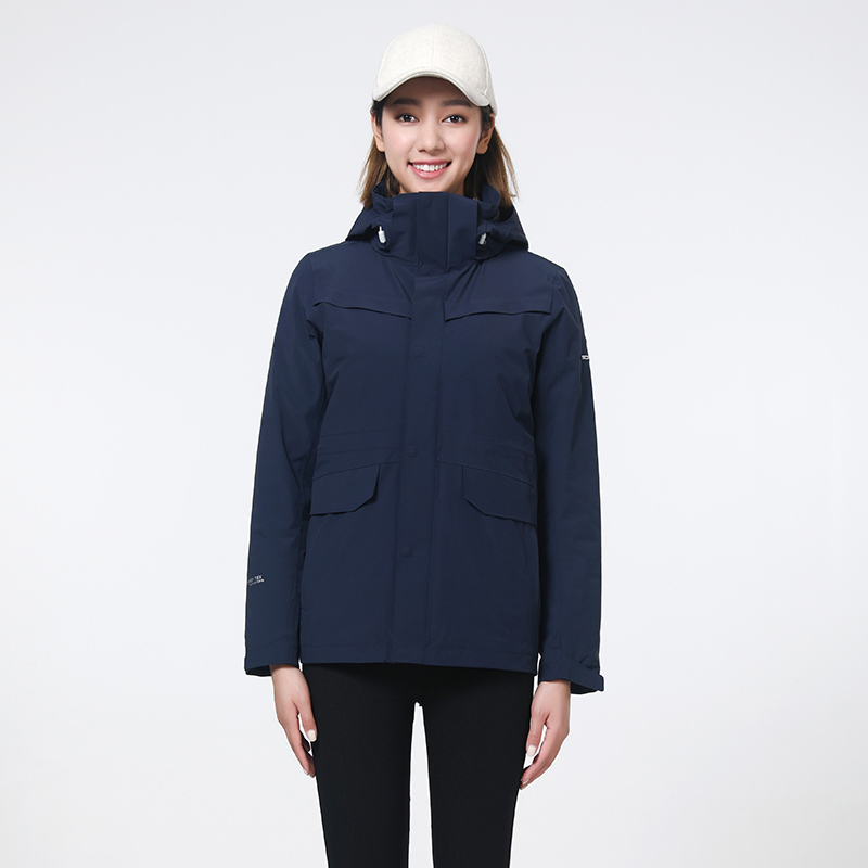 思凯乐女羽绒两件套冲锋衣防寒服f2402708 藏蓝 S