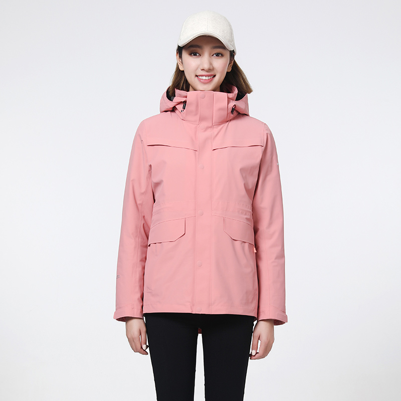 思凯乐女羽绒两件套冲锋衣防寒服f2402708 沙粉 S