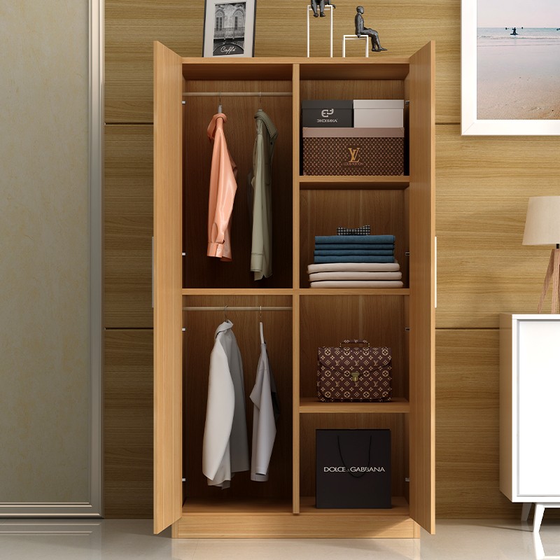 维仕蓝 衣柜卧室更衣柜简易柜子储物柜收纳衣橱柜二门大衣柜800*500*1800mm  木色  