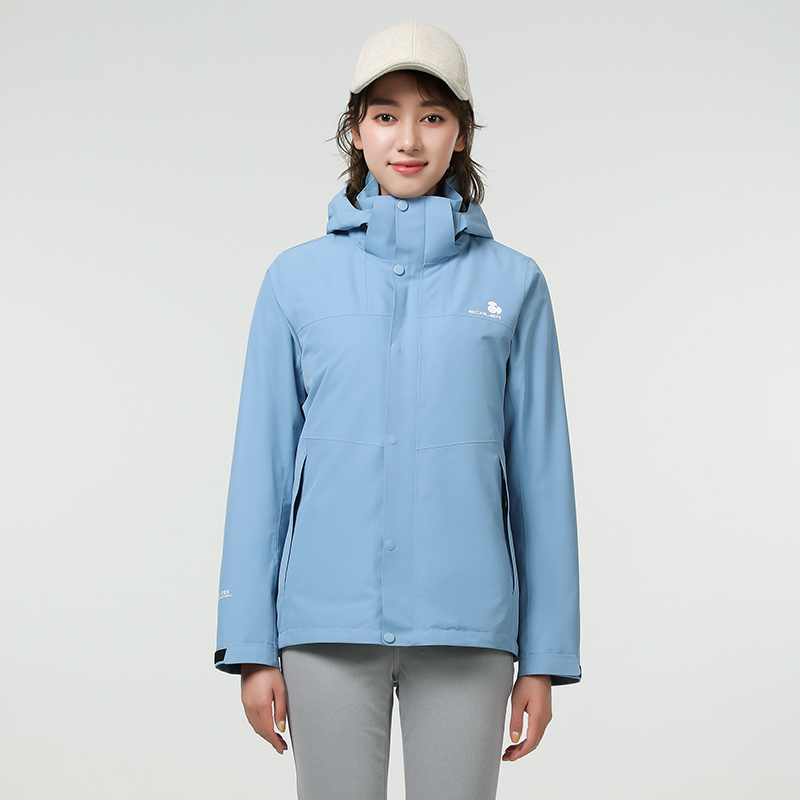 思凯乐女羽绒两件套冲锋衣防寒服f2402706 雾蓝 XL