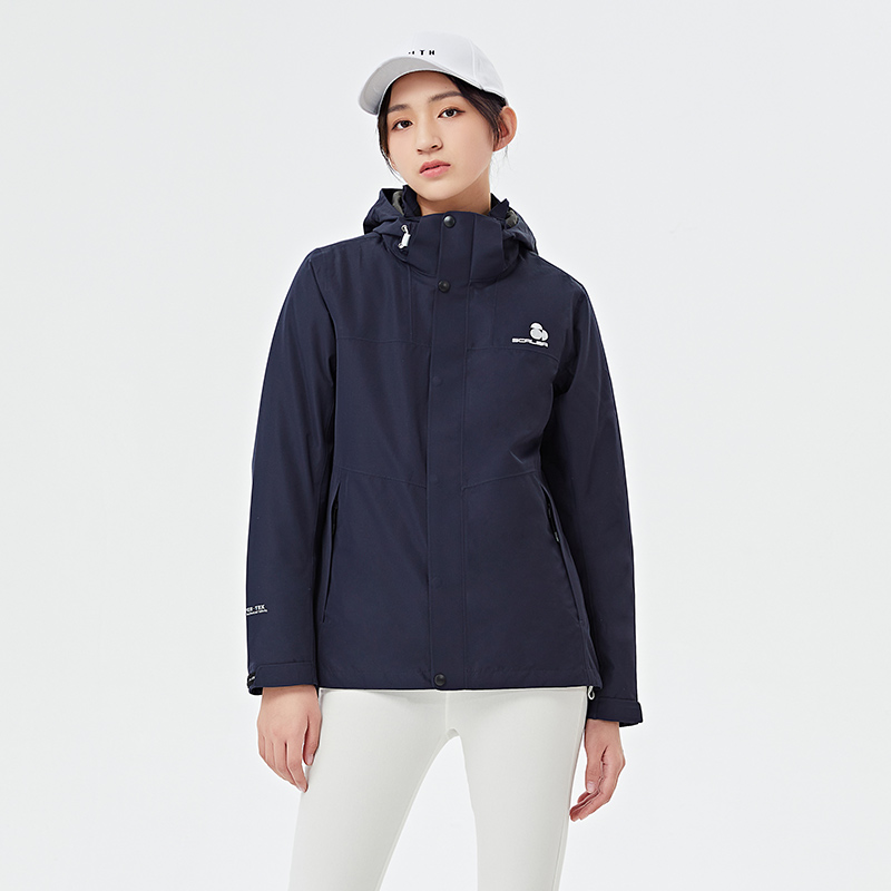 思凯乐女羽绒两件套冲锋衣防寒服f2402706 藏蓝 S