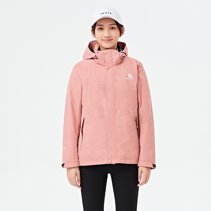 思凯乐女羽绒两件套冲锋衣防寒服f2402706 沙粉 M