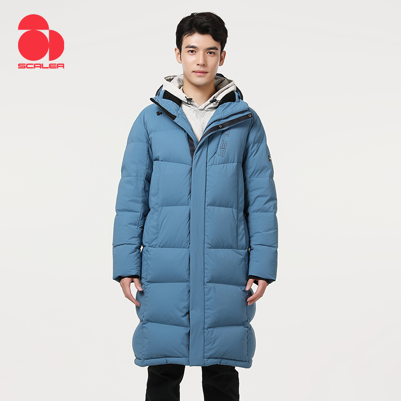 思凯乐男士长款鹅绒服f6112251 灰蓝 M