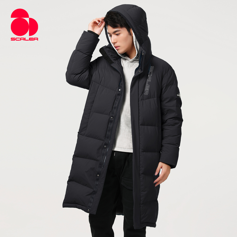 思凯乐男士长款鹅绒服f6112251 黑色 XXXL