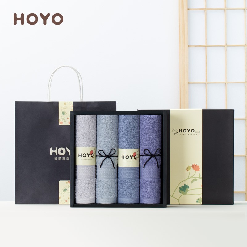 HOYO长绒棉毛巾灰色系列4件套 灰色