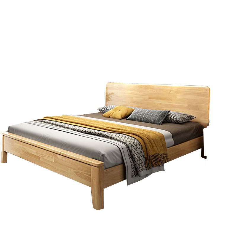 维仕蓝 （qichu）木木制双人床北欧床单人床成人床公寓床现代简约床卧室家具储物床原木色  木色  