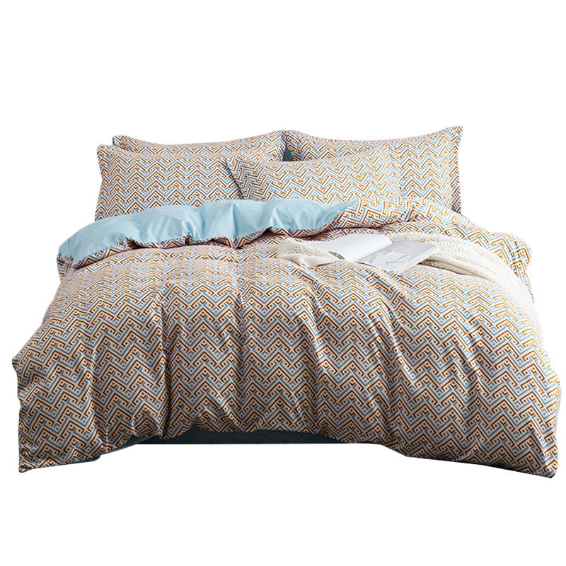 多喜爱-美眠康 摩卡绒四件套   艾比利斯 203*229cm 蓝棕色