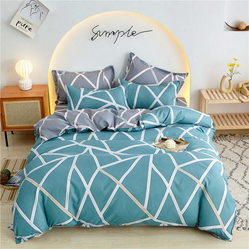 多奇曼爱家时尚四件套 被套200*230cm 床单230*230cm枕套48*74cm*2 PH-T1802  简约格  