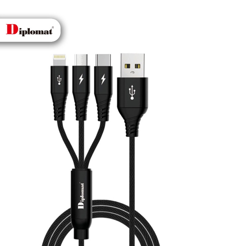 Diplomat 三合一编织数据线 DXN0312（单位：个）  黑色  