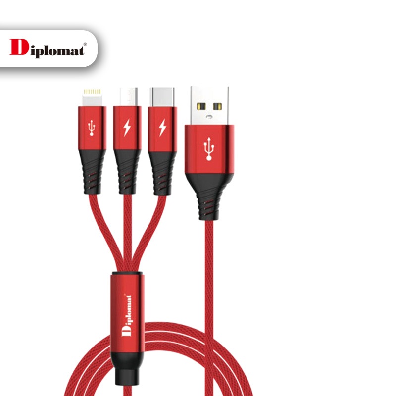 Diplomat 三合一编织数据线 DXN0312（单位：个）  红色  