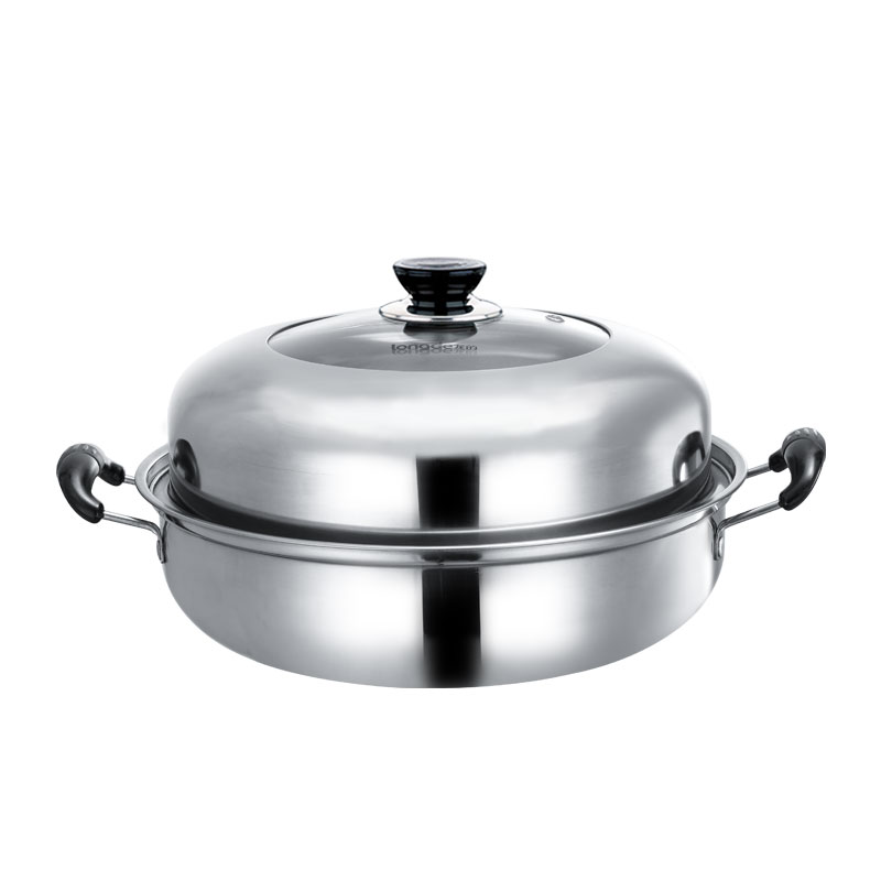 龙的（longde)汤蒸锅28cm  LD-TG136  不锈钢色  