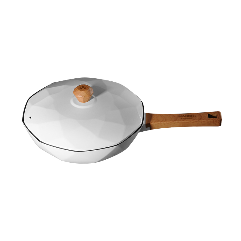 迈卡罗（MACAIIROOS)炫彩系列钻石锅30CM米黄色 MC-C30L7  象牙色  