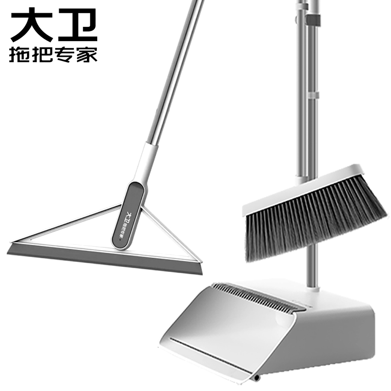 大卫 F2+F6 扫把簸箕组合套装家用扫地神器扫帚魔术刮水器大号套装（单位：套） 白色