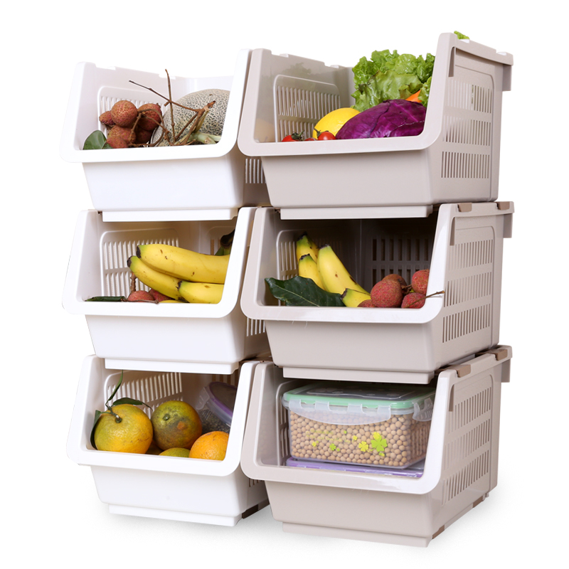 茶花斜口层叠收纳筐2894  灰色  