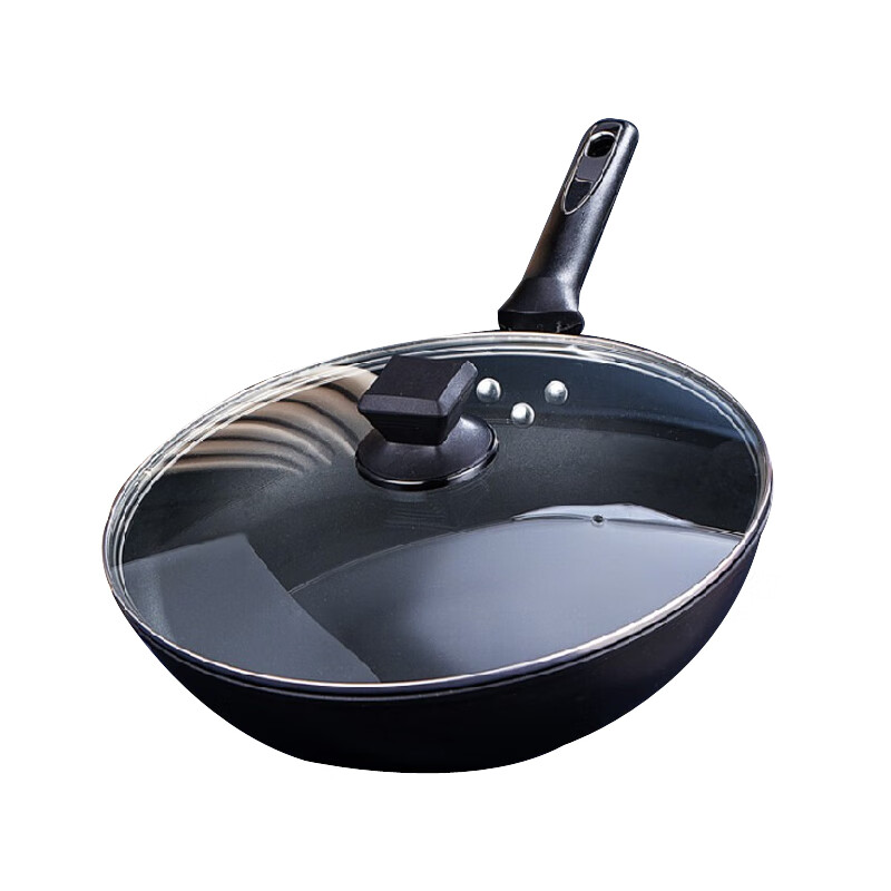 易铂莱特健康炒锅YP-9045无涂层32cm （单位：个）黑色