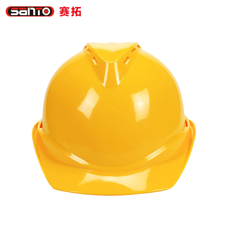 赛拓（SANTO）工地安全帽 新国标ABS 透气V型卷边安全帽 工地施工建筑防砸安全帽 五色可选可印字 1985  黄色  