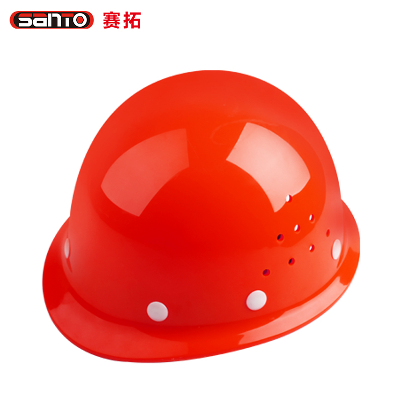 赛拓（SANTO）安全帽 新国标ABS 盔式透气安全帽 工地施工建筑防砸防护头盔安全帽 红色 可定制 2002  红色  
