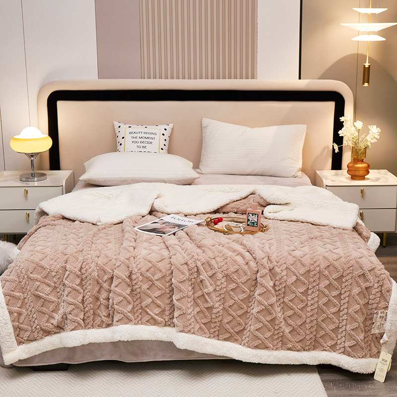 帛享家纺 塔芙绒毛毯加厚毯子 SKTK-4868 浅卡其 150x200cm(单位：条）  浅卡其  