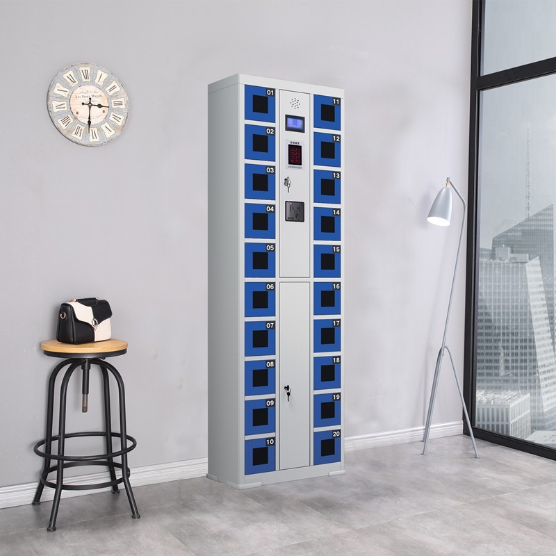 臻远 ZY-RLSB-02 智能手机充电柜亚克力透视门窗可查询开门记录 20门  蓝色  