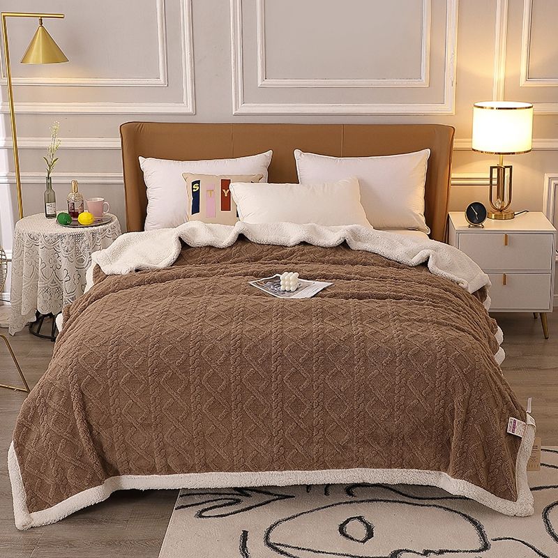 啄木鸟 PLOVER 家纺 塔棉绒加厚毛毯 茶褐色 ZMN-RT004  褐色  