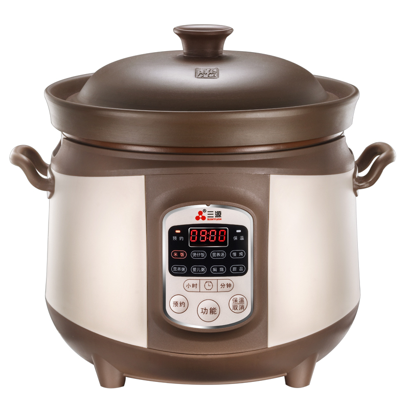 三源（SANYUAN） 紫砂电饭锅XYDFG20PC-A12加厚陶瓷2L内胆电饭煲煮汤煲粥预约按键操作  咖啡色  