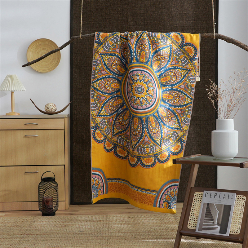 帛享家纺 新疆长绒棉纱布浴巾成人家用纯棉吸水速干男女情侣款毛巾 SKBH-1030 佛莲（单位：条）  佛莲  