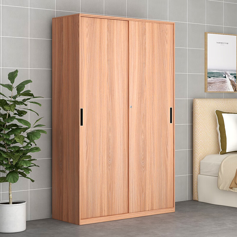 格洛佩 阳台柜玄关储物木纹钢制铁皮柜子家用衣柜鞋柜胡桃移门T型带锁高2000宽1200深500  橡木色  