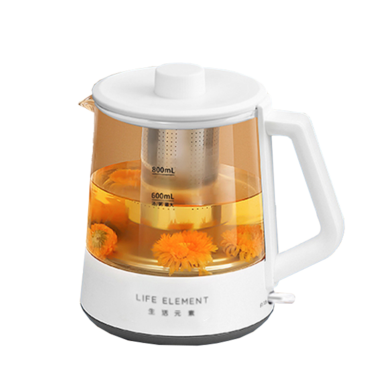 生活元素（LIFE ELEMENT） 电水壶 养生壶玻璃煮茶器蒸茶壶小型一键式办公室保温花茶壶I188 （单位：台） 白色