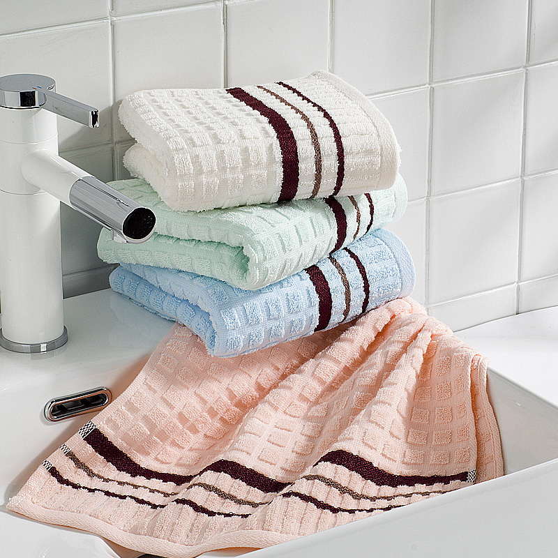 洁丽雅纯棉素色方格毛巾7485（1条装） 自然色