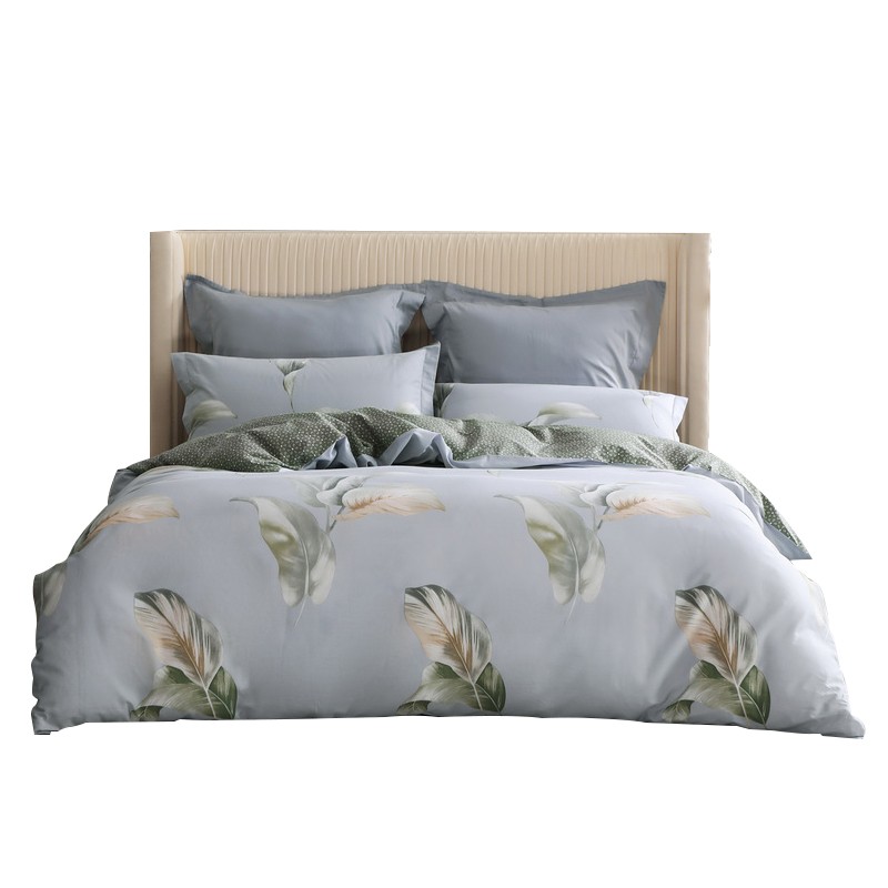 水星家纺 全棉四件套被套床单枕套床上用品套件全棉被罩被单1.5米床 清风有信 花色