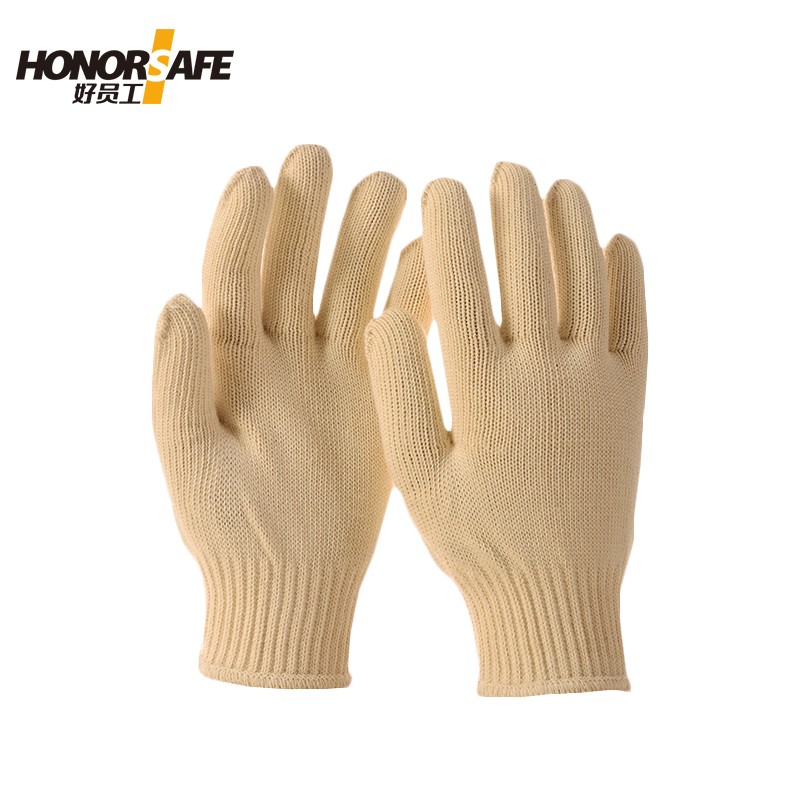 好员工 H10-C650 10针全棉650克透气耐磨棉纱本色手套劳保手套 黄色 均码 12副/打  120双起订 黄色